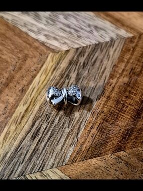 Pandora Silver Bow Charm with Clear Stones
